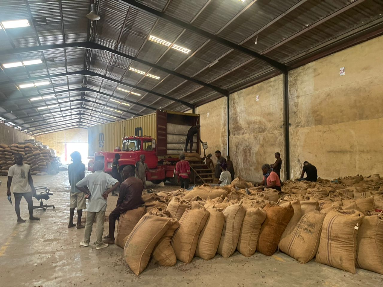 Loading export cargo at a BMV Tunde warehouse